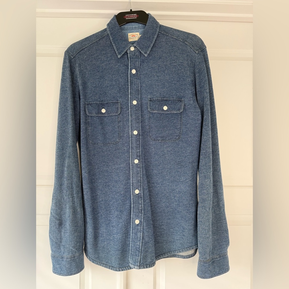 Faherty Men’s Indigo Textured Shirt